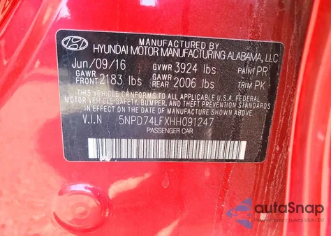 2017 Hyundai Elantra Se from USA, damaged, VIN 5NPD74LFXHH091247